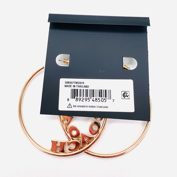 COACH Pave Crystals Large Gold Hoop Earrings NWT - Picture 3 of 3